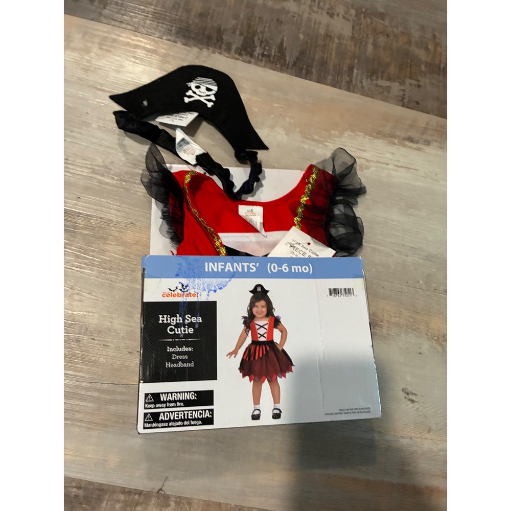 Way to Celebrate High Sea Cutie Pirate Costume Infant 0-6 Months Red Black 2pc